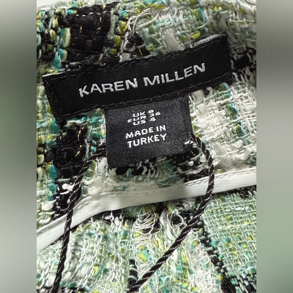 karen millen GEVSHORTS Check Tweed Shorts‎ GREEN US 4